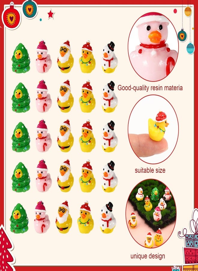 Sinbana 50pcs Christmas Resin Ducks, 5 Design Mini Novelty Tiny Ducks Christmas Tree, Snowman, Santa Claus, etc Small Decoration Festival Stocking Stuffers for Miniature Landscape Garden - Image 4